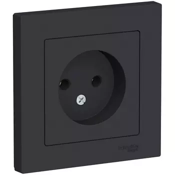 Розетка без заземления (карбон) Systeme Electric AtlasDesign ATN001040