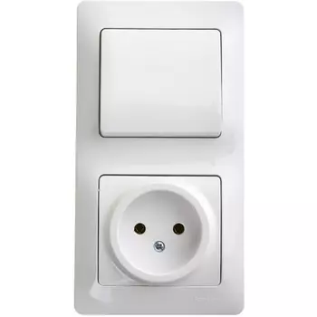 Розетка без заземления с одноклавишным выключателем (белый) Systeme Electric Glossa GSL000160