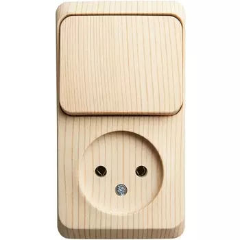 Розетка без заземления с одноклавишным выключателем (сосна) Systeme Electric BPA16-204D