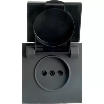 Розетка без заземления с защитной крышкой (черный) Stekker Эмили 49852