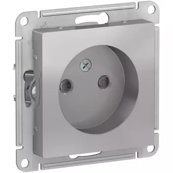 Розетка без заземления со шторками (алюминий) Systeme Electric AtlasDesign ATN000349