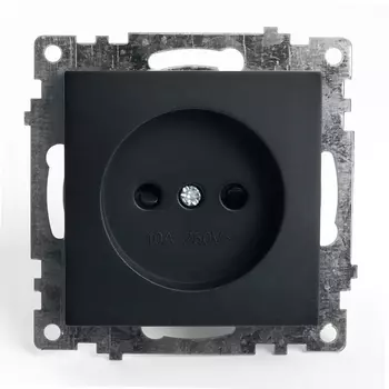 Розетка без заземления со шторками (черный) Stekker Катрин 39609