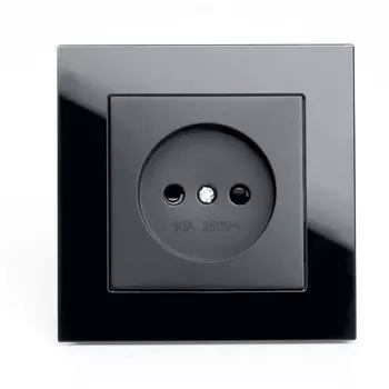 Розетка без заземления со шторками (черный) Stekker Катрин 39512