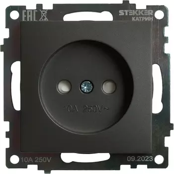 Розетка без заземления со шторками (графит) Stekker Катрин 49420