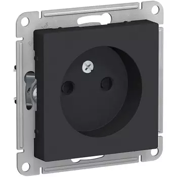 Розетка без заземления со шторками (карбон) Systeme Electric AtlasDesign ATN001049
