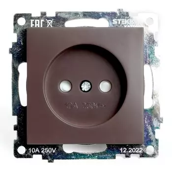 Розетка без заземления со шторками (коричневый) Stekker Катрин 49025