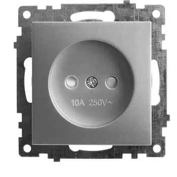 Розетка без заземления со шторками (серебро) Stekker Катрин 39581