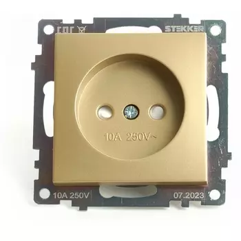 Розетка без заземления со шторками (золото) Stekker Катрин 49223