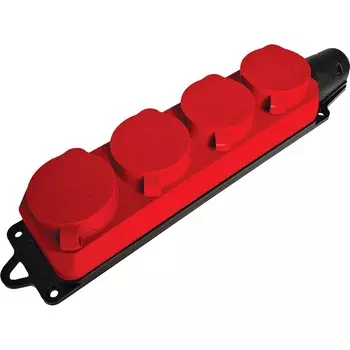 Розетка четверная с заземлением и крышкой (красный) Stekker Одри 49400