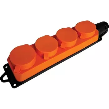 Розетка четверная с заземлением и крышкой (оранжевый) Stekker Одри 49404