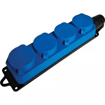 Розетка четверная с заземлением и крышкой (синий) Stekker Одри 49402