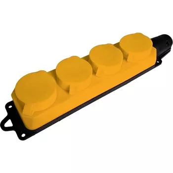 Розетка четверная с заземлением и крышкой (желтый) Stekker Одри 49406