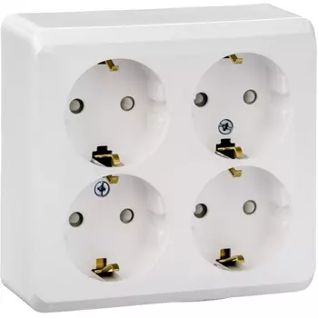 Розетка четверная с заземлением и шторками (белый) Systeme Electric Etude PA16-208B