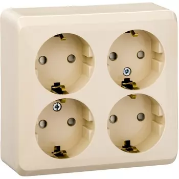 Розетка четверная с заземлением и шторками (кремовый) Systeme Electric Etude PA16-208K