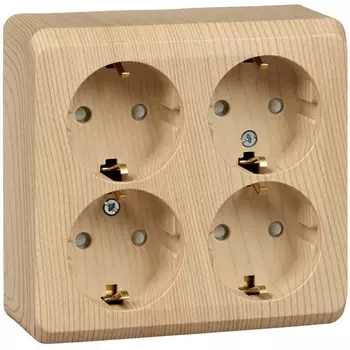 Розетка четверная с заземлением и шторками (сосна) Systeme Electric PA16-208D