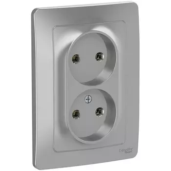 Розетка двойная без заземления (алюминий) Systeme Electric Blanca BLNRS000023