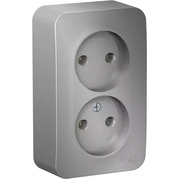 Розетка двойная без заземления (алюминий) Systeme Electric Blanca BLNRA000203