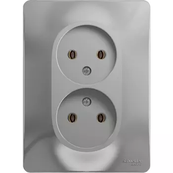 Розетка двойная без заземления (алюминий) Systeme Electric Glossa GSL000320