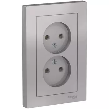 Розетка двойная без заземления (алюминий) Systeme Electric AtlasDesign ATN000320