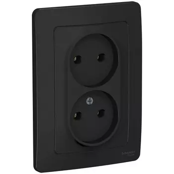 Розетка двойная без заземления (антрацит) Systeme Electric Blanca BLNRS000026