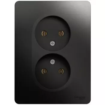 Розетка двойная без заземления (антрацит) Systeme Electric Glossa GSL000720