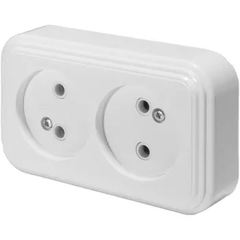 Розетка двойная без заземления (белый) Stekker Брест 39693