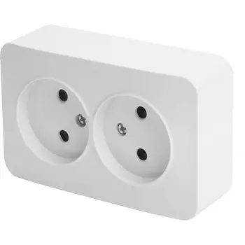 Розетка двойная без заземления (белый) Stekker София 49303