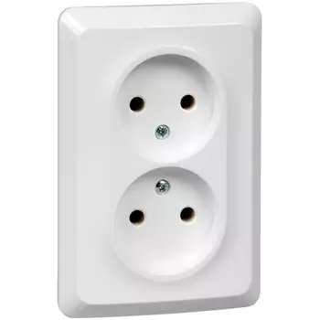 Розетка двойная без заземления (белый) Systeme Electric Etude PC16-105B