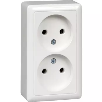 Розетка двойная без заземления (белый) Systeme Electric HIT RA16-237-B