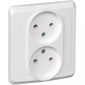 Розетка двойная без заземления (белый) Systeme Electric Этюд PC16-005B