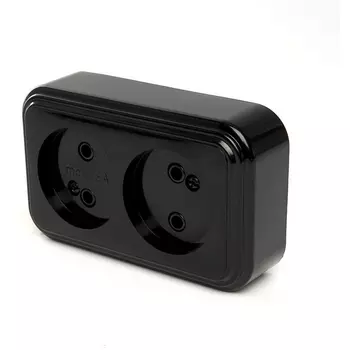 Розетка двойная без заземления (черный) Stekker Брест 39694