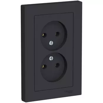 Розетка двойная без заземления (карбон) Systeme Electric AtlasDesign ATN001020