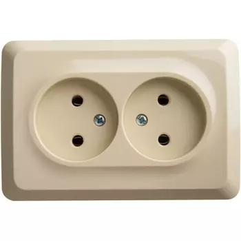 Розетка двойная без заземления (кремовый) Systeme Electric Etude PA16-105K