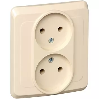 Розетка двойная без заземления (кремовый) Systeme Electric Этюд PC16-005K