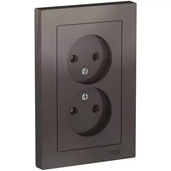Розетка двойная без заземления (мокко) Systeme Electric AtlasDesign ATN000620