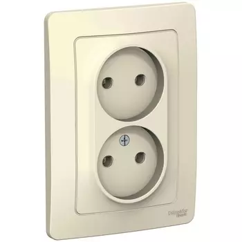Розетка двойная без заземления (молочный) Systeme Electric Blanca BLNRS000022