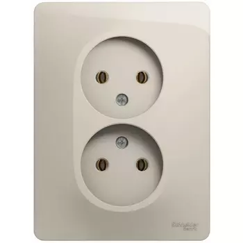 Розетка двойная без заземления (молочный) Systeme Electric Glossa GSL000920