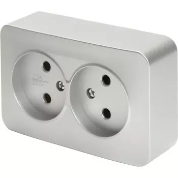 Розетка двойная без заземления (серебро) Stekker София 49327
