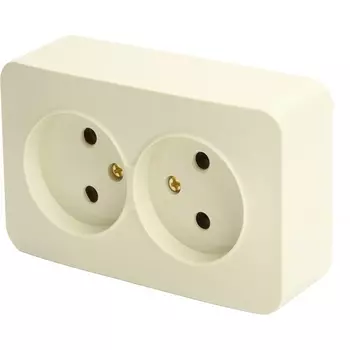 Розетка двойная без заземления (слоновая кость) Stekker София 49495