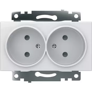 Розетка двойная без заземления со шторками (белый) Stekker Катрин 39573