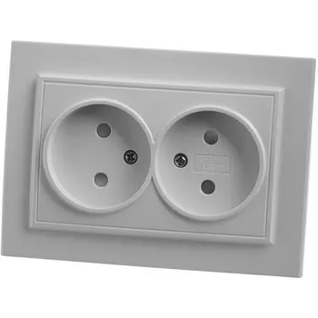 Розетка двойная без заземления со шторками (белый) Stekker Эрна 39053