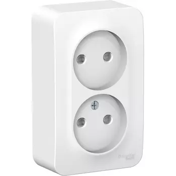 Розетка двойная без заземления со шторками (белый) Systeme Electric Blanca BLNRA001211