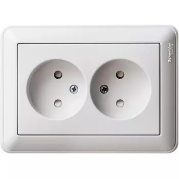 Розетка двойная без заземления со шторками (белый) Systeme Electric RS16-254-18