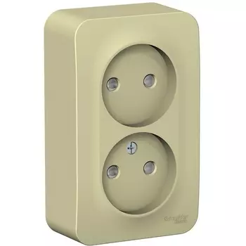 Розетка двойная без заземления со шторками (бежевый) Systeme Electric Blanca BLNRA001217