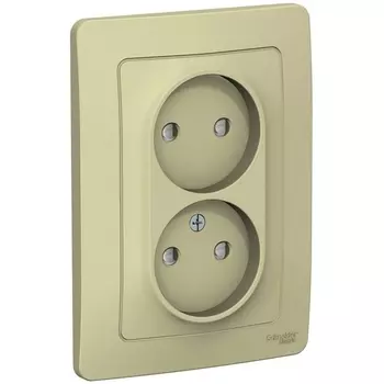 Розетка двойная без заземления со шторками (бежевый) Systeme Electric Blanca BLNRS000127