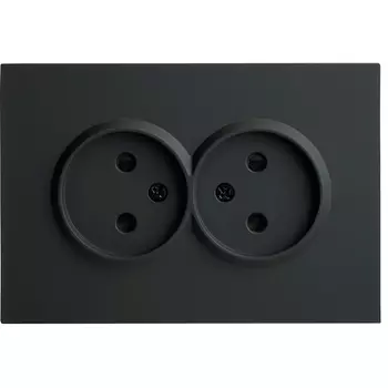 Розетка двойная без заземления со шторками (черный) Stekker Эмили 49851
