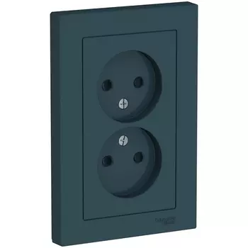 Розетка двойная без заземления со шторками (изумрудный) Systeme Electric AtlasDesign ATN000822