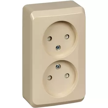 Розетка двойная без заземления со шторками (кремовый) Systeme Electric Этюд PA16-006K
