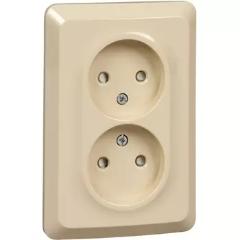 Розетка двойная без заземления со шторками (кремовый) Systeme Electric Etude PC16-106K