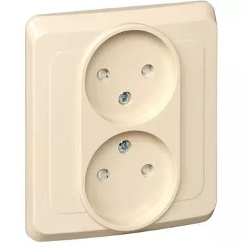 Розетка двойная без заземления со шторками (кремовый) Systeme Electric Этюд PC16-006K